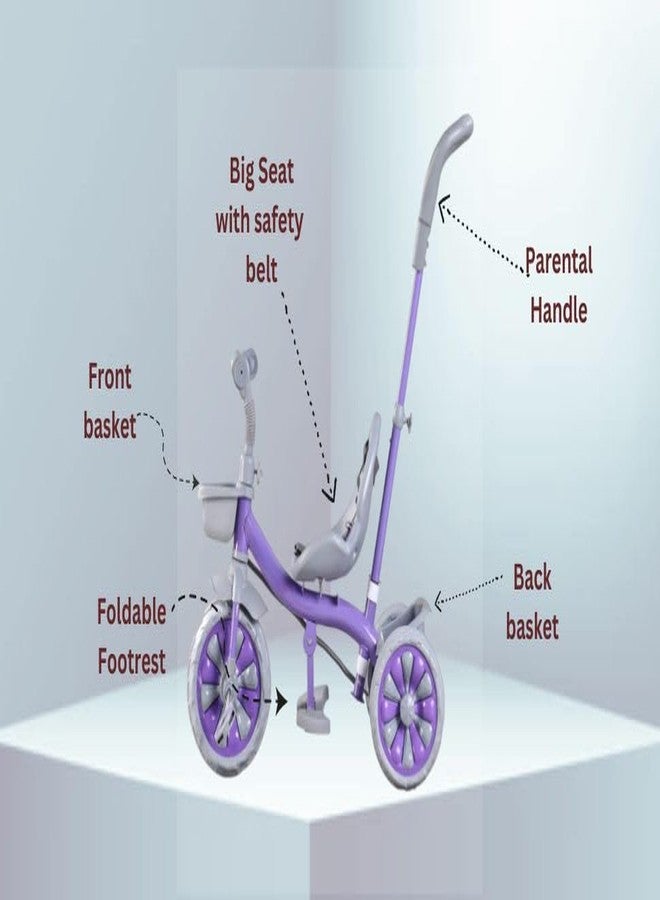 JoyRide Turbo Tots Trike Cycle for Kids Cycle 2-5 Years for Boy & Girl Bike with 3 EVA Wheels Storage Basket - with Parental Control (Purple) - Image 2